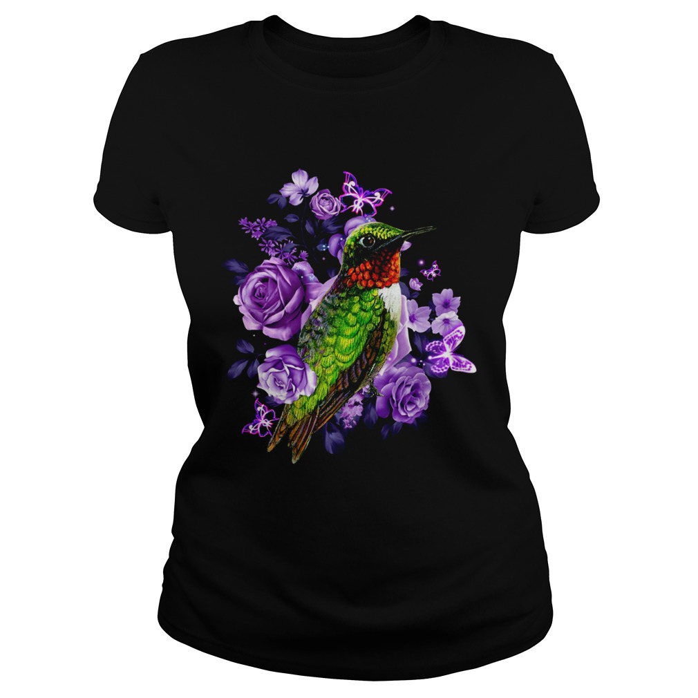 Hummingbird and purple rose flower Classic Ladies
