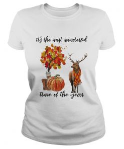 Its The Most Wonderful Time Fall Autumn Maple Leaf Deer Shirt Classic Ladies