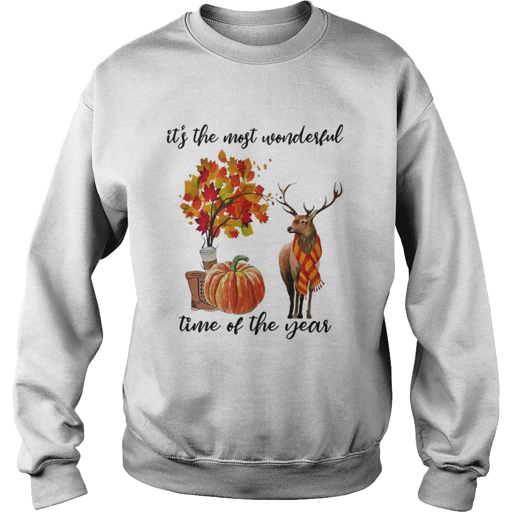 Its The Most Wonderful Time Fall Autumn Maple Leaf Deer Shirt Sweatshirt