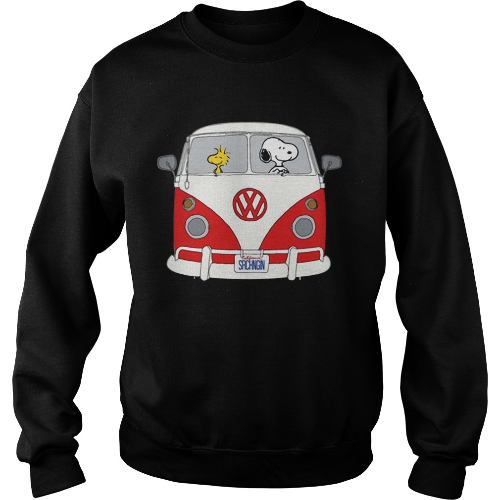 Official Snoopy and woodstock driving Hippie Volkswagen Beetle Sweatshirt