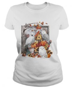 Owl pumpkin flowers and autumn leaf tree  Classic Ladies