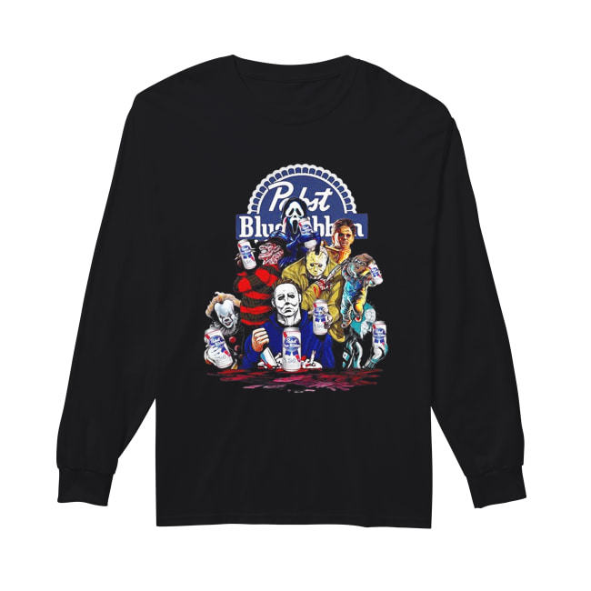 Pabst Blue Ribbon Horror characters Halloween Long Sleeved T-shirt