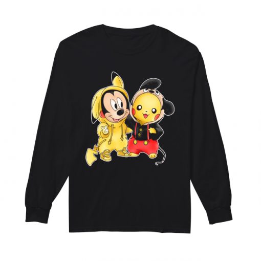 Pikachu Pokemon Mickey mouse crossover  Long Sleeved T-shirt
