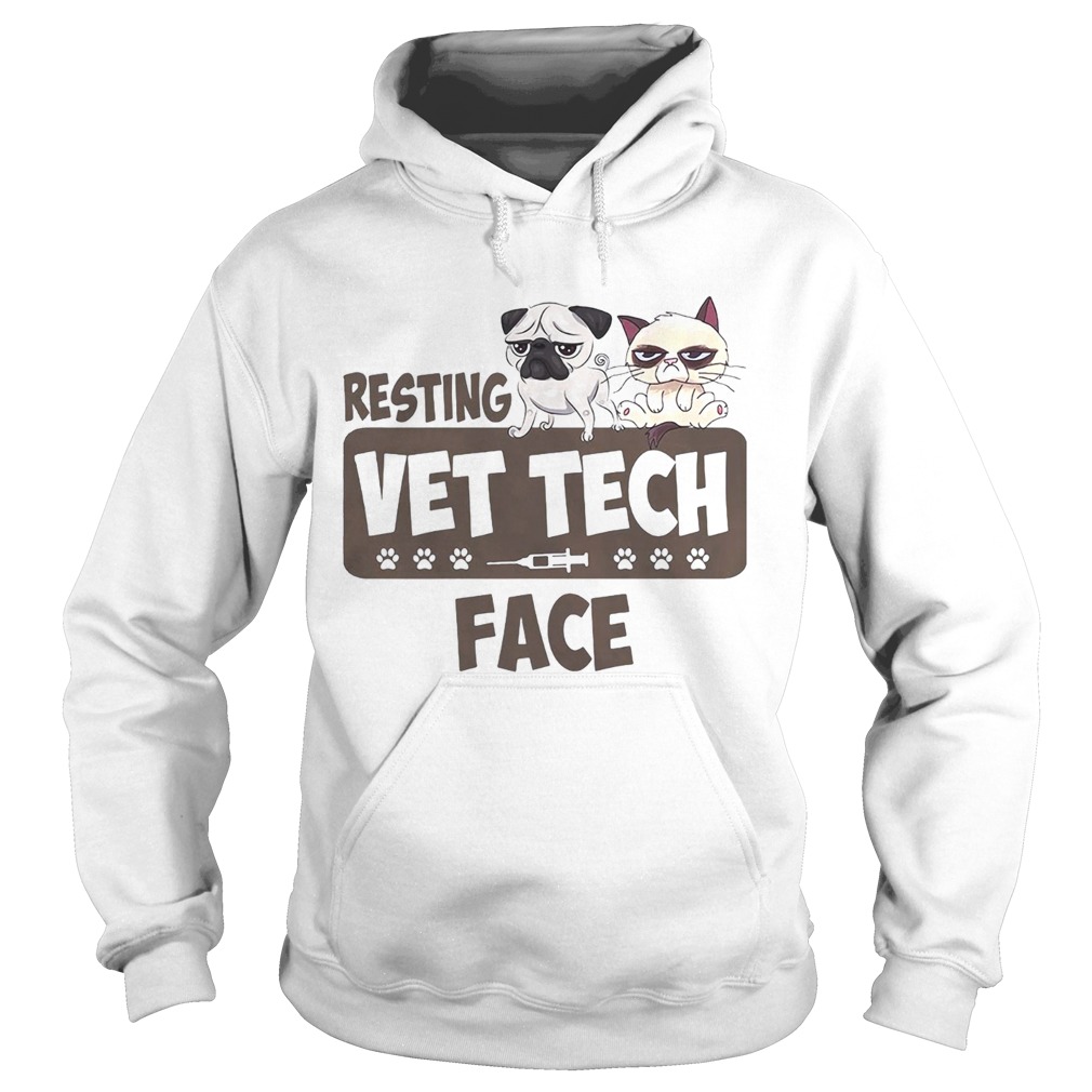 Pug and Grumpy resting vet tech face Hoodie