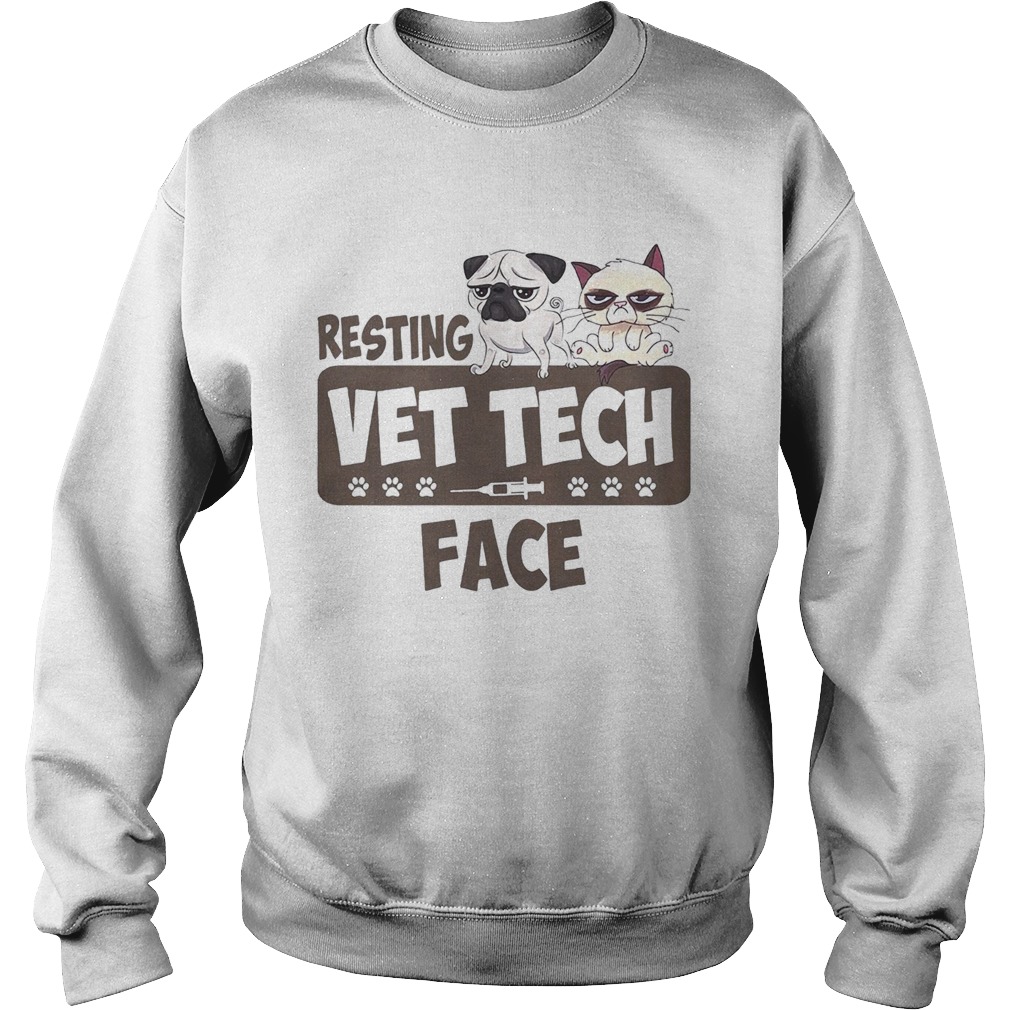 Pug and Grumpy resting vet tech face Sweatshirt