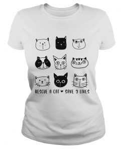 Rescue A Cat Save 9 Lives Cat Lover Gift TShirt Classic Ladies