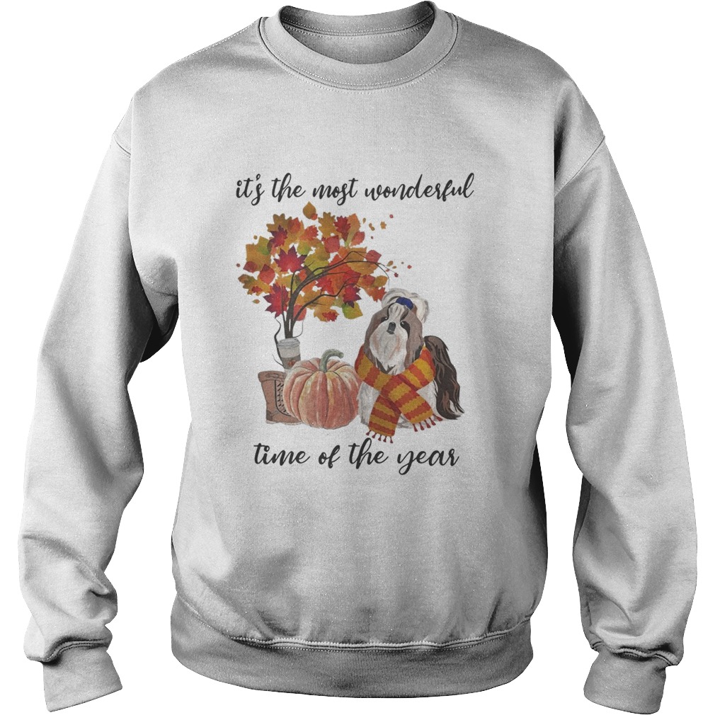 Shih Tzu Its The Most Wonderful Time Of The Year Fall Autumn Maple Leaf Shirt Sweatshirt