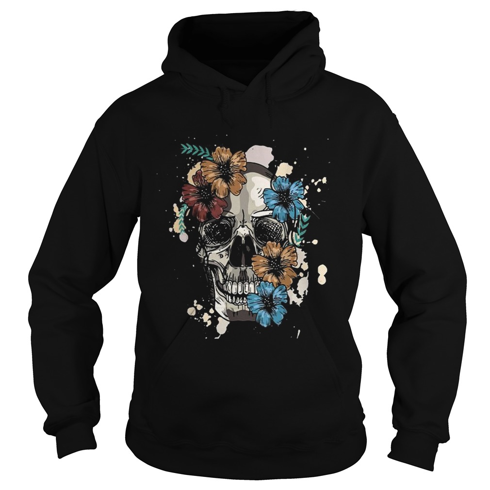 Skull and Flowers Shirt Hoodie