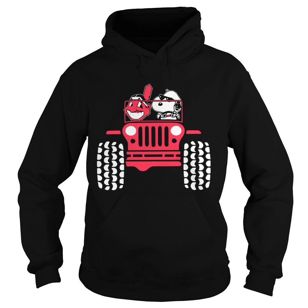 Snoopy and Cleveland Indians driving Jeep Hoodie