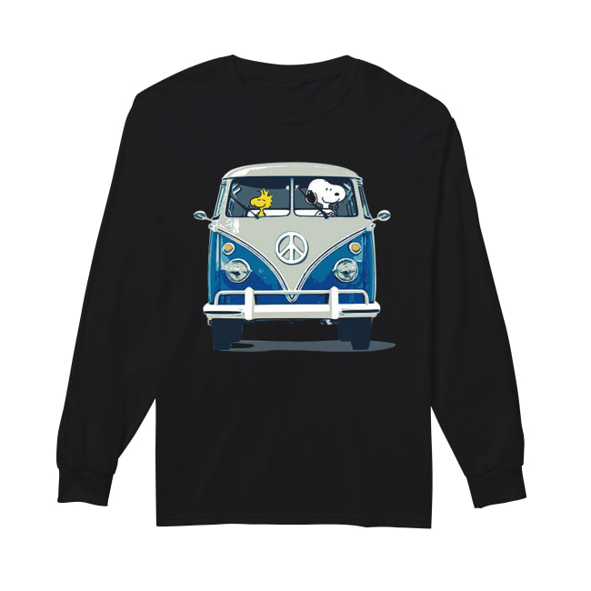 Snoopy driving Hippie car Volkswagen Beetle Long Sleeved T-shirt 