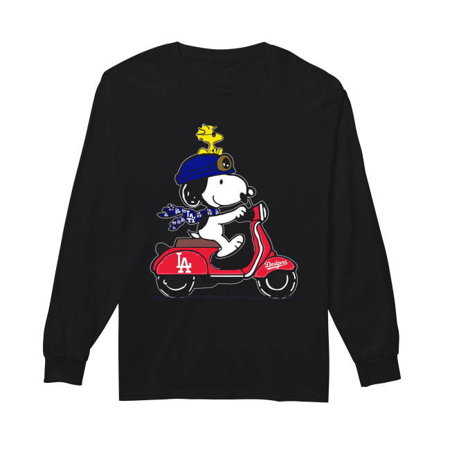 Snoopy driving Vespa Los Angeles Dodgers Long Sleeved T-shirt