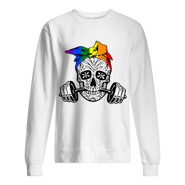 Sugar skull weight lifting LGBT Unisex Sweatshirt