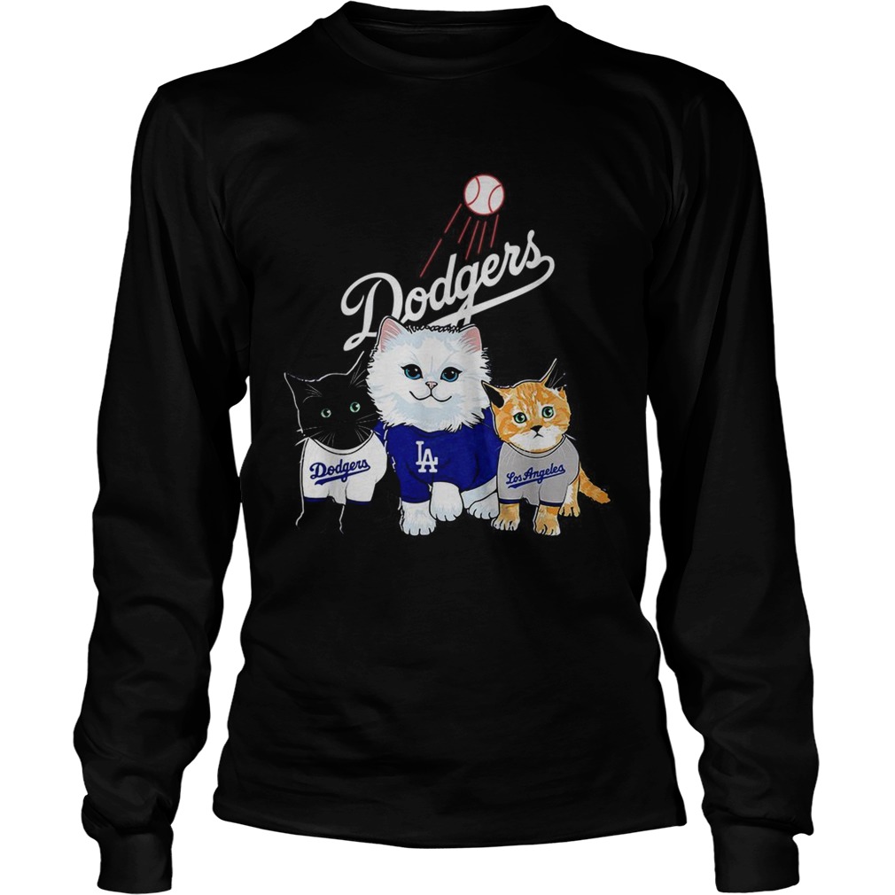 Three cat black white and yellow Los Angeles Dodgers LongSleeve