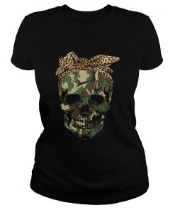Veteran Skull wearing bandana leopard  Classic Ladies