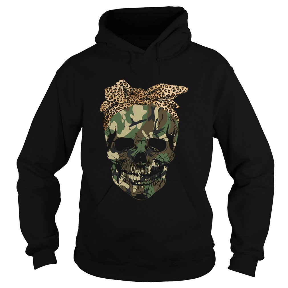Veteran Skull wearing bandana leopard Hoodie