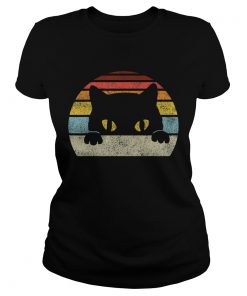 Vintage Black Cat Lover Retro Style Cats Gift TShirt Classic Ladies