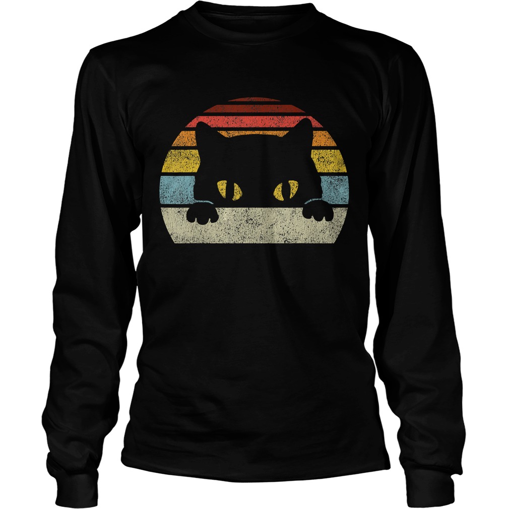 Vintage Black Cat Lover Retro Style Cats Gift TShirt LongSleeve