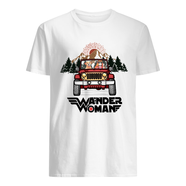 Wander woman and Dogs driving Jeep go camping shirt