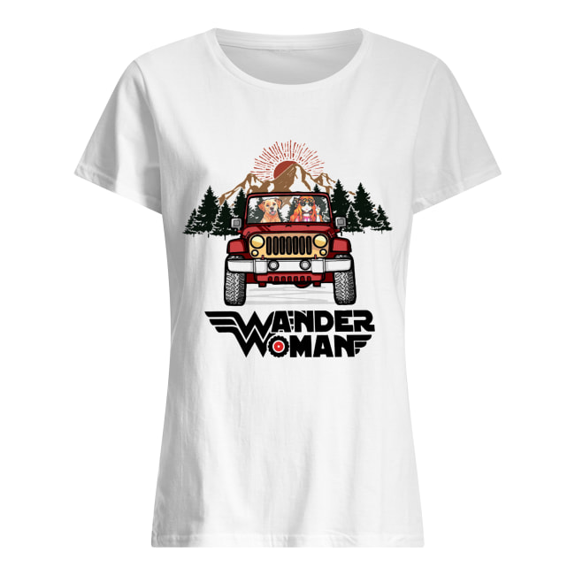 Wander woman and Dogs driving Jeep go camping Classic Women's T-shirt