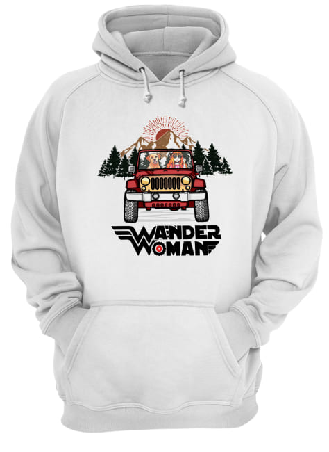 Wander woman and Dogs driving Jeep go camping Unisex Hoodie