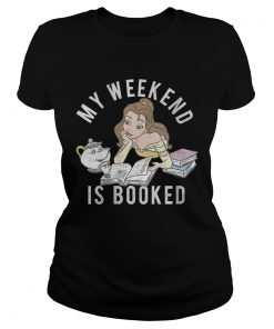Womens Disney Beauty And The Beast My Weekend Is Booked Portrait VNeck TShirt Classic Ladies