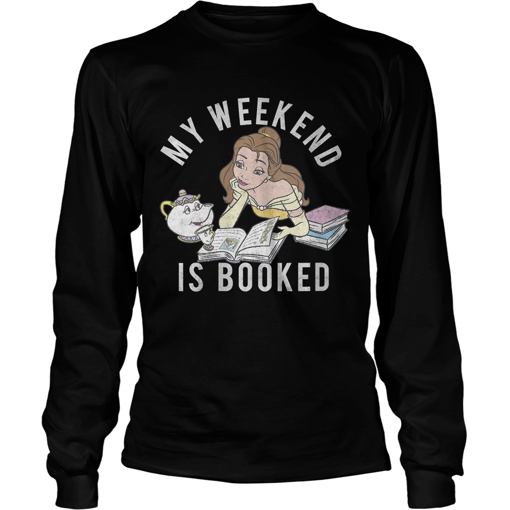 Womens Disney Beauty And The Beast My Weekend Is Booked Portrait VNeck TShirt LongSleeve