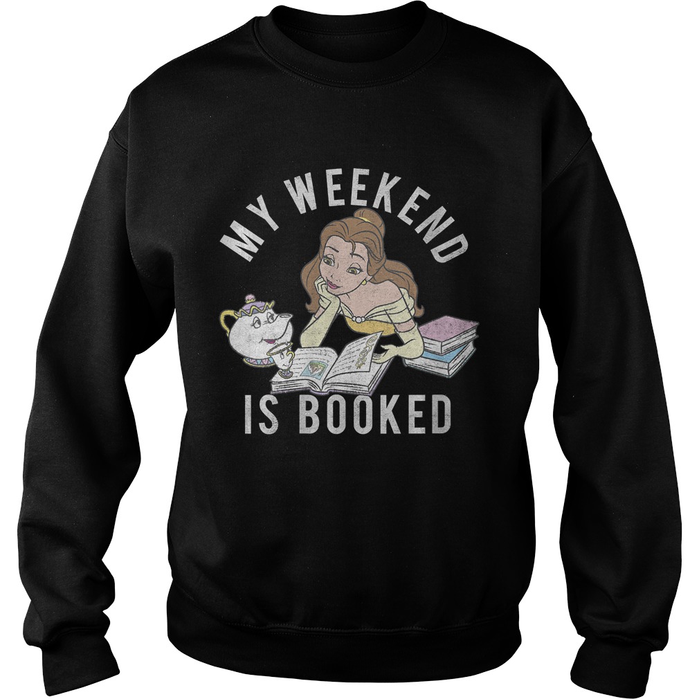 Womens Disney Beauty And The Beast My Weekend Is Booked Portrait VNeck TShirt Sweatshirt