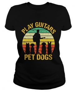 vintage Play guitars pet dogsTShirt Classic Ladies