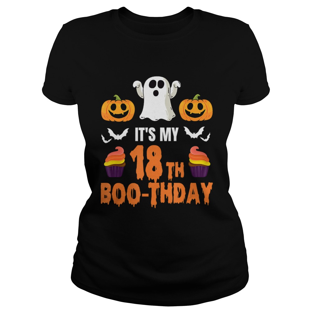 1571797090Halloween 18th Birthday Boo-thday T-Shirt Classic Ladies