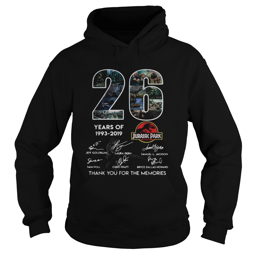 26 years of Jurassic Park 1993 2019 signature Hoodie
