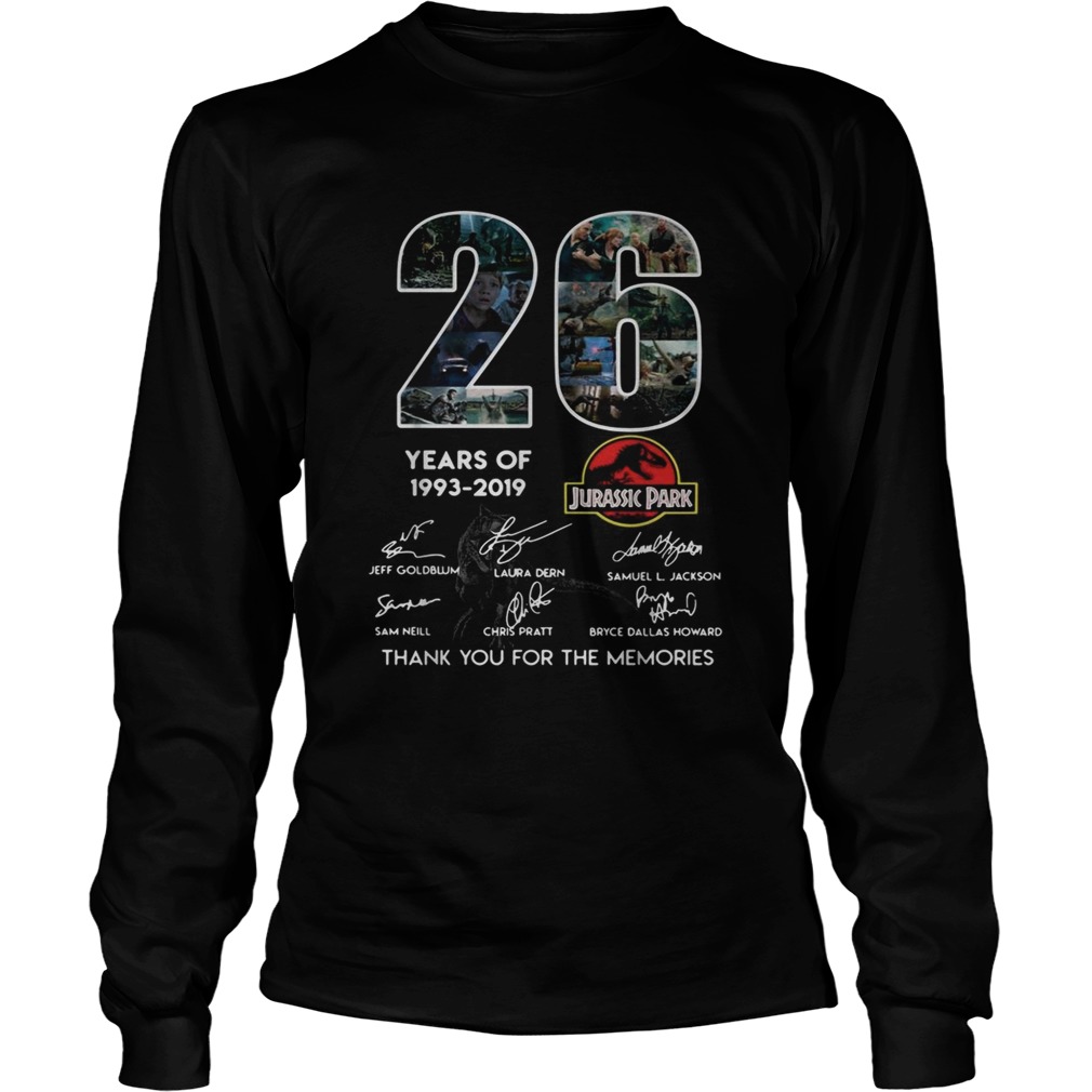 26 years of Jurassic Park 1993 2019 signature LongSleeve
