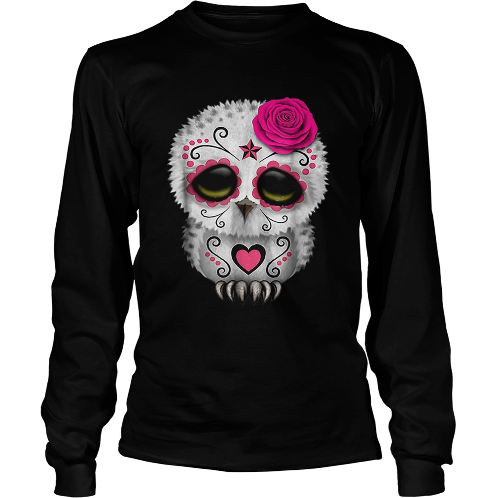 Awesome Owl Sugar Skull Trick Or Treat Pumpkin Halloween Boo LongSleeve