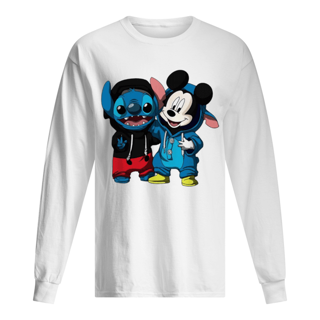 Baby Stitch and Mickey mouse Long Sleeved T-shirt 