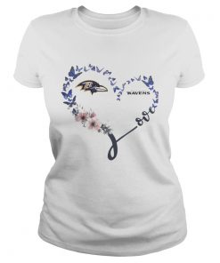 Baltimore Ravens Heart Butterfly And Flowers Shirt Classic Ladies