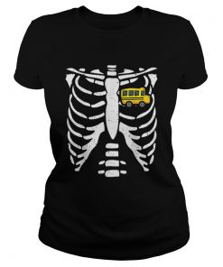 Bus Driver Halloween Costume Skeleton Bone Rib Dad Tee  Classic Ladies