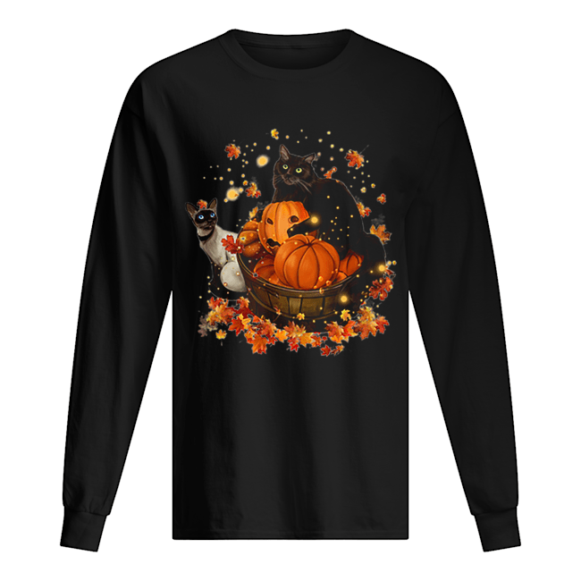 Cats Halloween Autumn Long Sleeved T-shirt 