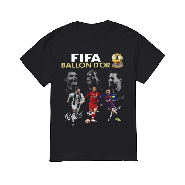 Cristiano Ronaldo Lionel Messi Virgil van Dijk Fifa Ballon D’or 2019 signature shirt