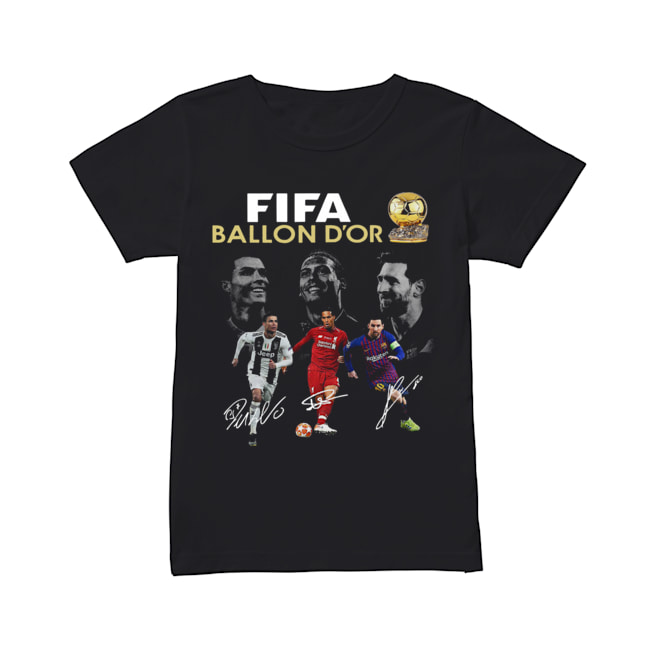 Cristiano Ronaldo Lionel Messi Virgil van Dijk Fifa Ballon D’or 2019 signature Classic Women's T-shirt