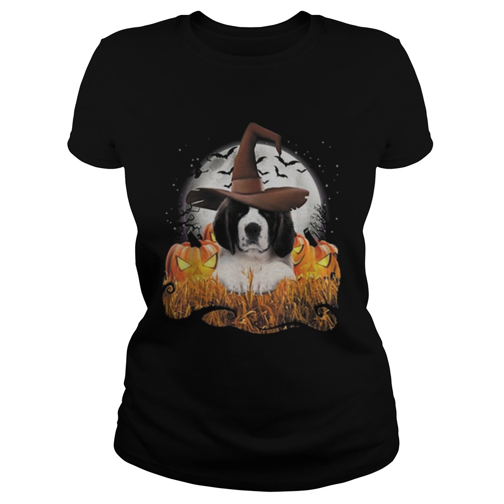 Cute Saint Bernard dog witch on Halloween pumpkin LlMlTED EDlTlON Classic Ladies