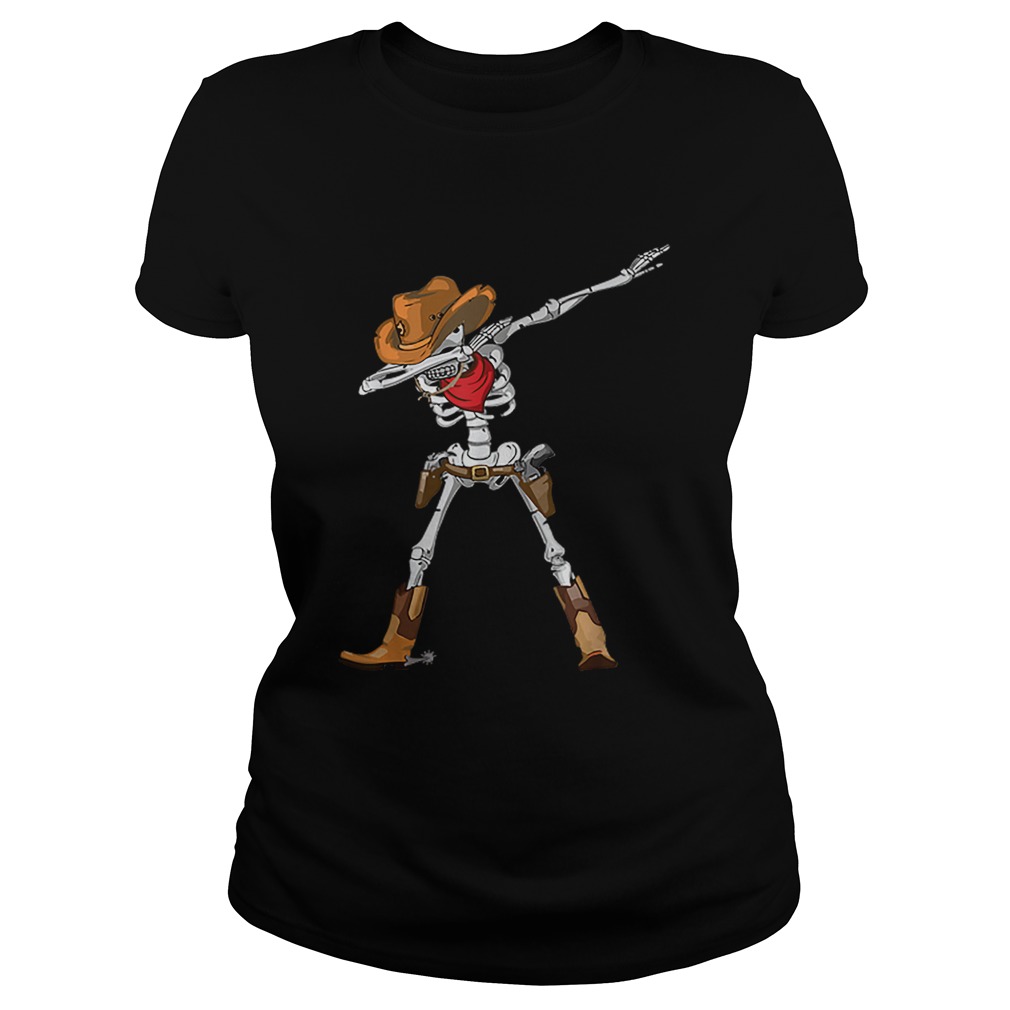 Dabbing Skeleton Cowboy Hat Halloween Dab Classic Ladies