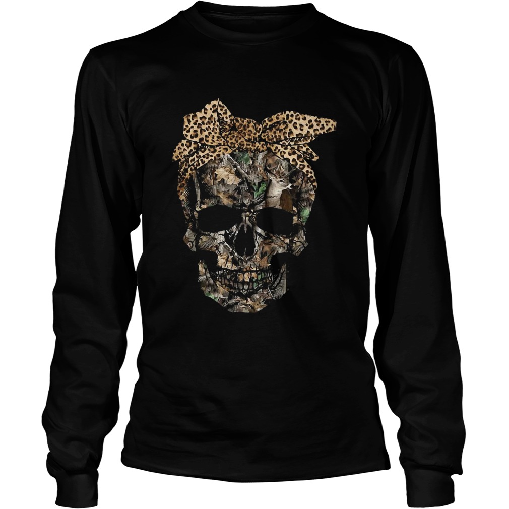 Deer hunting camouflage skull with leopard bandana LongSleeve