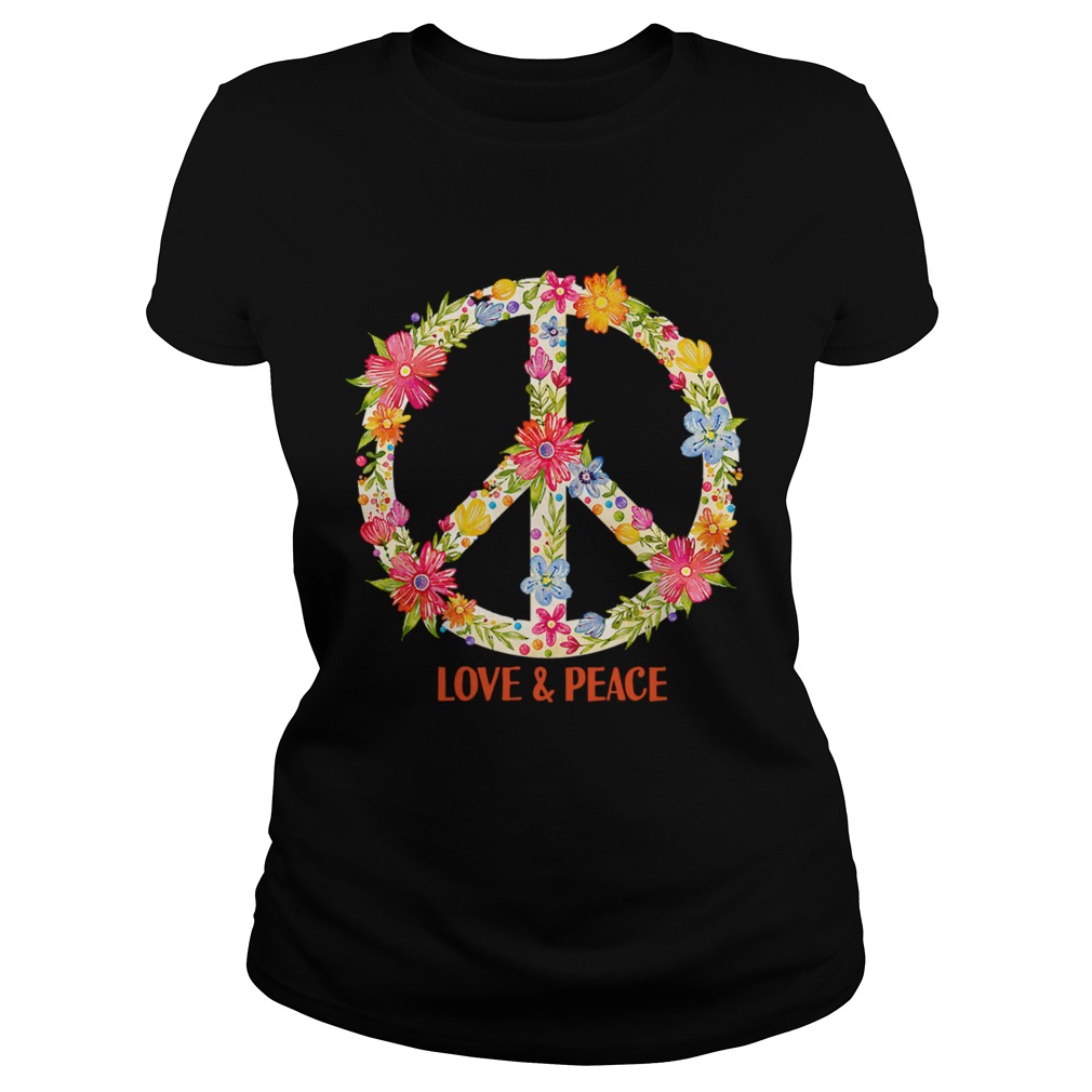 Flower Pattern Peace Symbol Shirt Classic Ladies