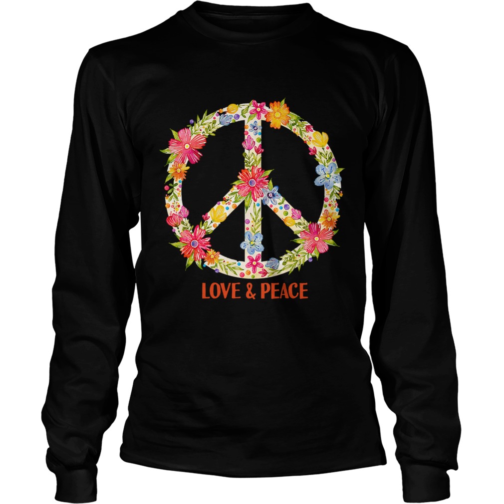 Flower Pattern Peace Symbol Shirt LongSleeve
