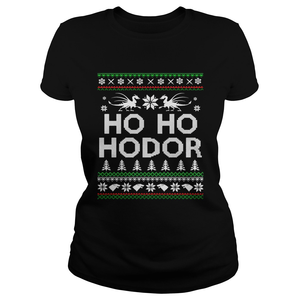 Game of throne HO HO Hodor Christmas Hoodie T Shirt Classic Ladies
