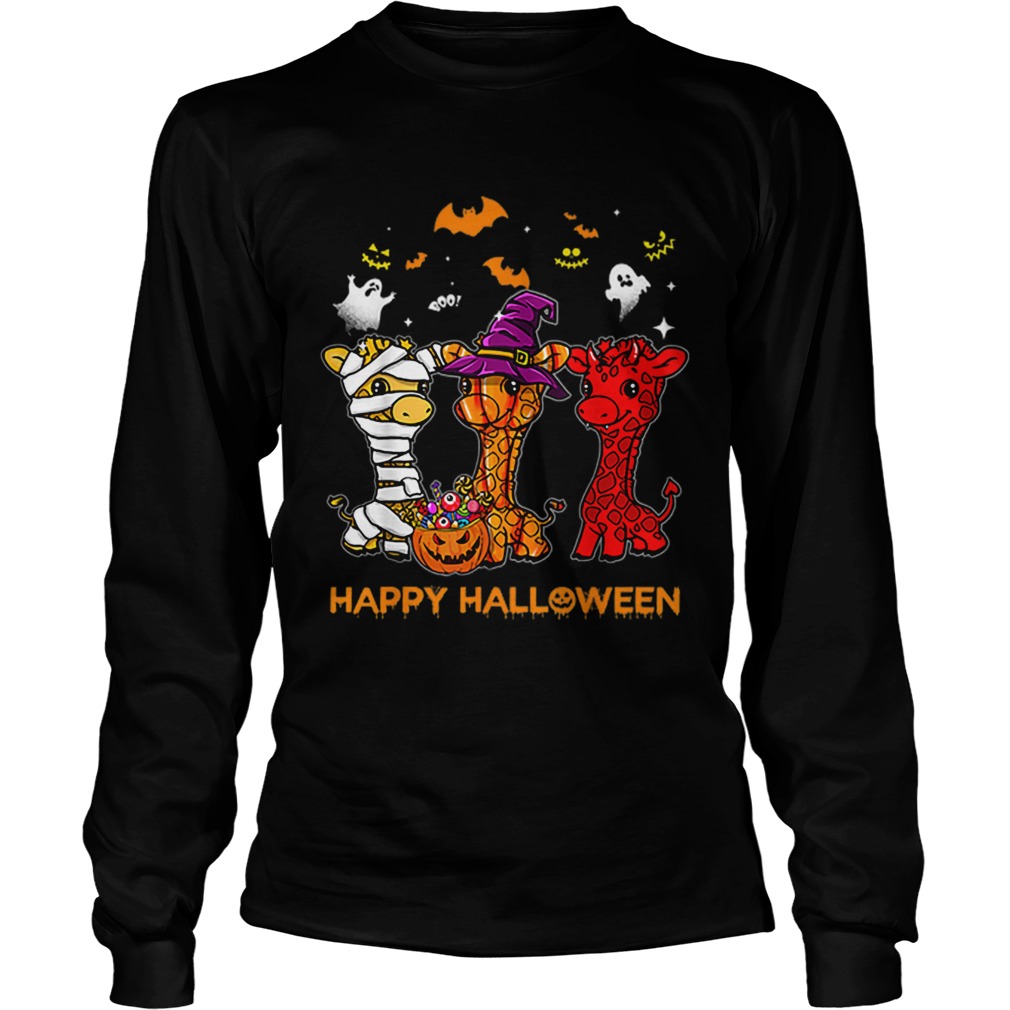 Giraffe Happy Halloween Cute Mummy Witch Pumpkin LongSleeve
