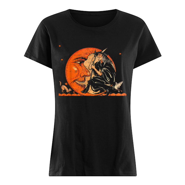 Great Vintage Witch and Moon Halloween Classic Women's T-shirt
