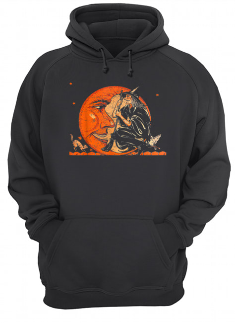 Great Vintage Witch and Moon Halloween Unisex Hoodie