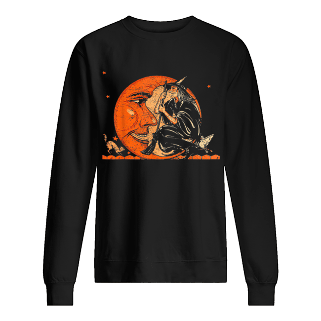 Great Vintage Witch and Moon Halloween Unisex Sweatshirt