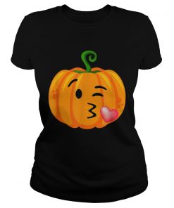 Halloween Adults Kid Blow Kiss Wink Emoji Pumpkin Face  Classic Ladies