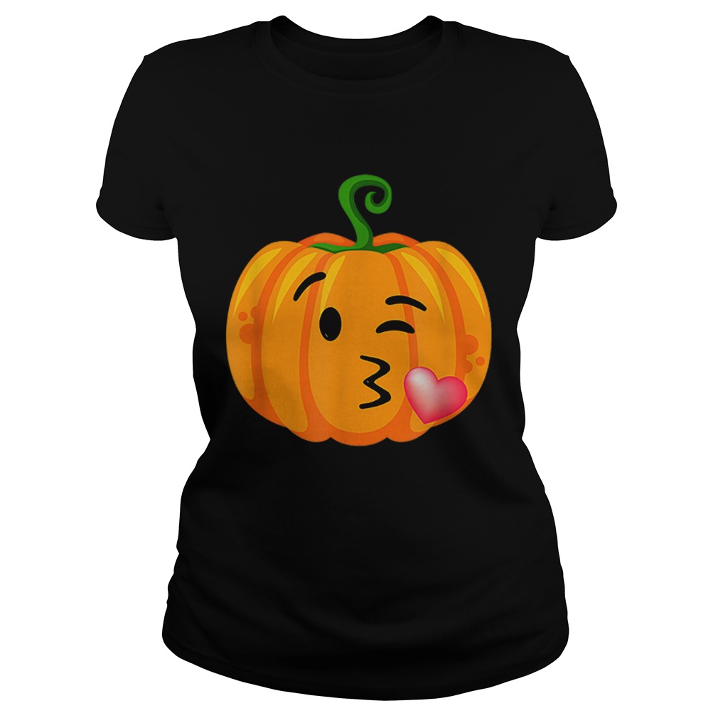 Halloween Adults Kid Blow Kiss Wink Emoji Pumpkin Face Classic Ladies